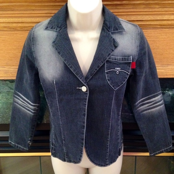 LET ME B. FADED DARK DENIM GRAY JEAN JACKET SIZE 7 - Picture 1 of 6